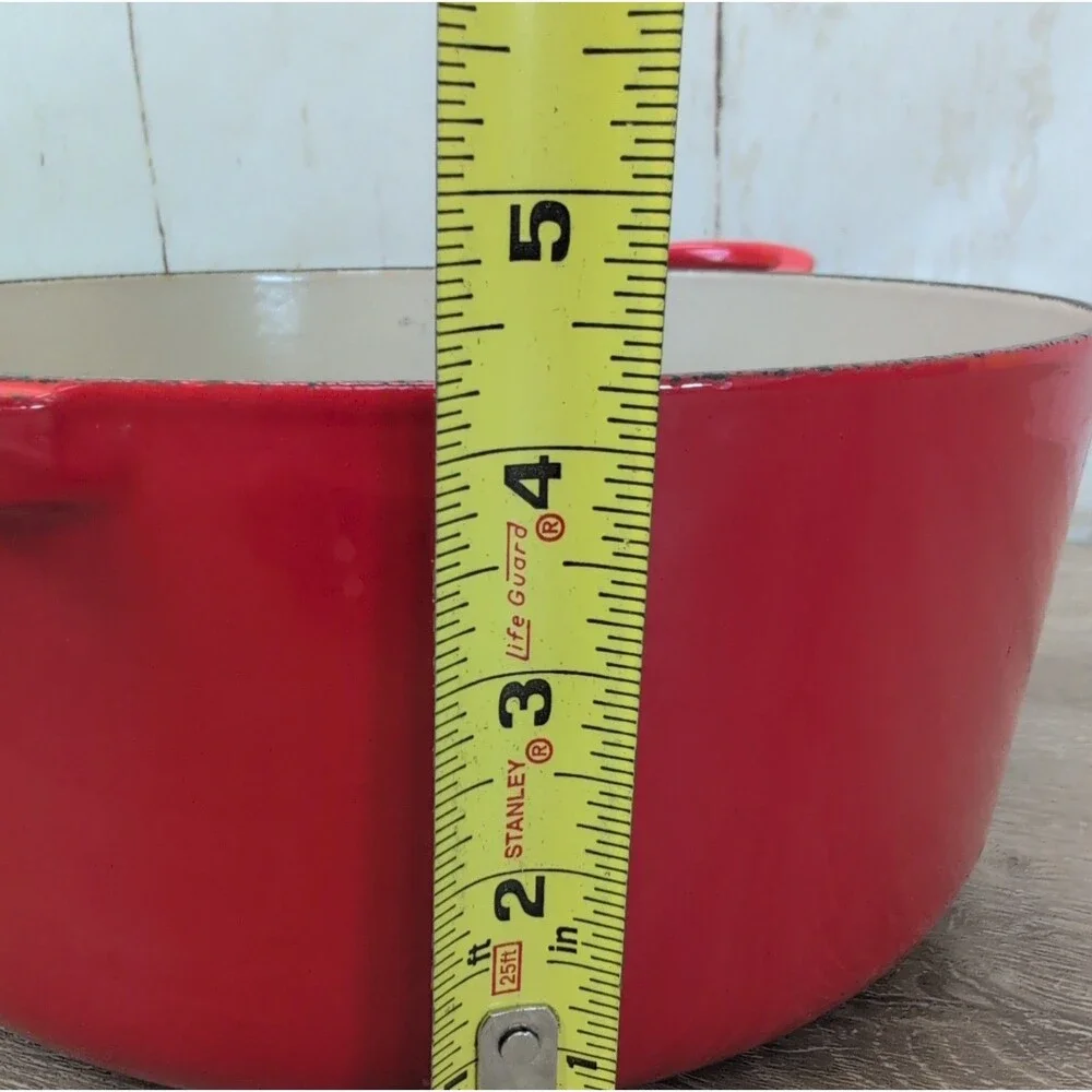 Le Creuset Doufeu Enamel Cast Iron Dutch Oven W/ Lid Red #24 4.5QT France